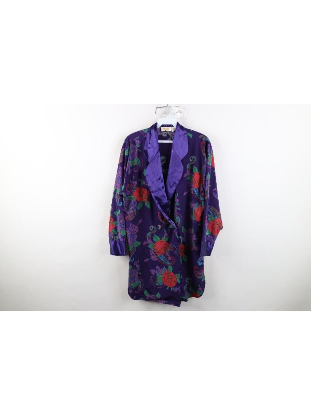 Vtg 90s Victorias Secret Double Breasted Sleep Jacket Robe Womens Size S Flower